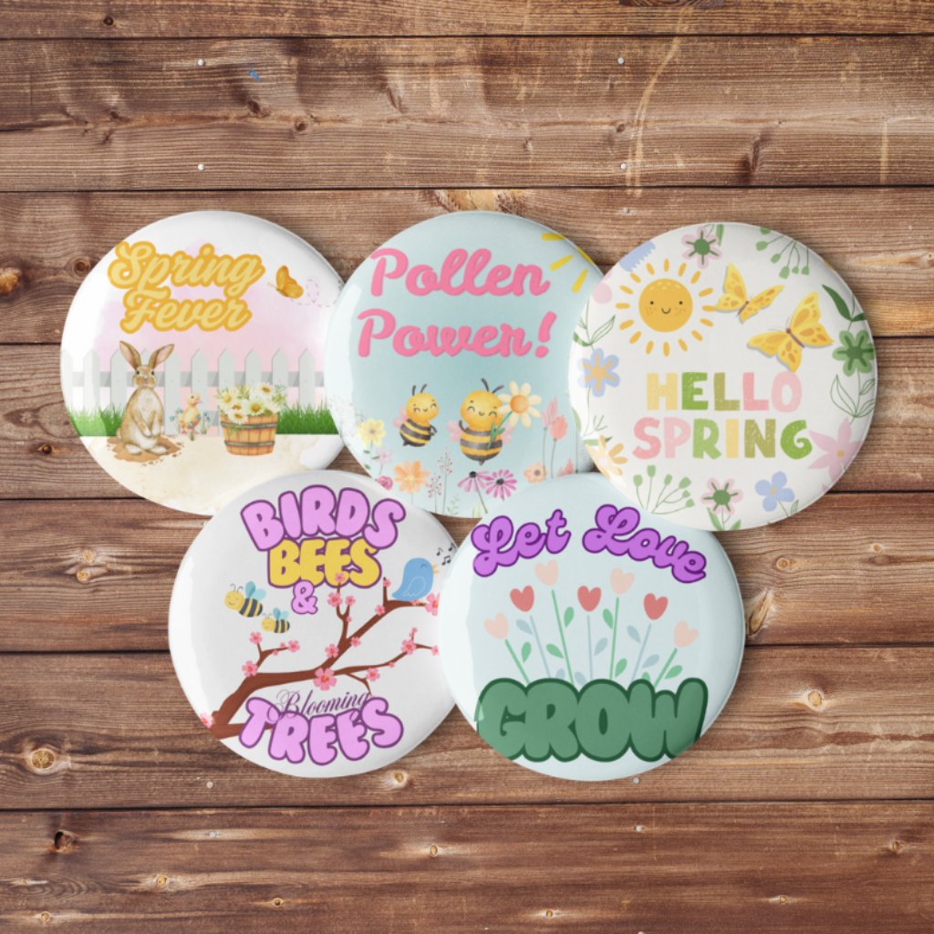 2.25" Springtime Buttons! (5)